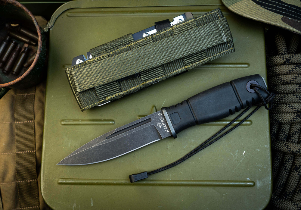 Тактический нож Ратник 6х9 КАМПО-В (титановые ножны с пилой)