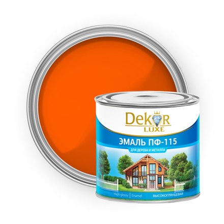 DEKOR LUXE  Эмаль ПФ-115 Оранжевая 1,8 кг (Кубанские краски)