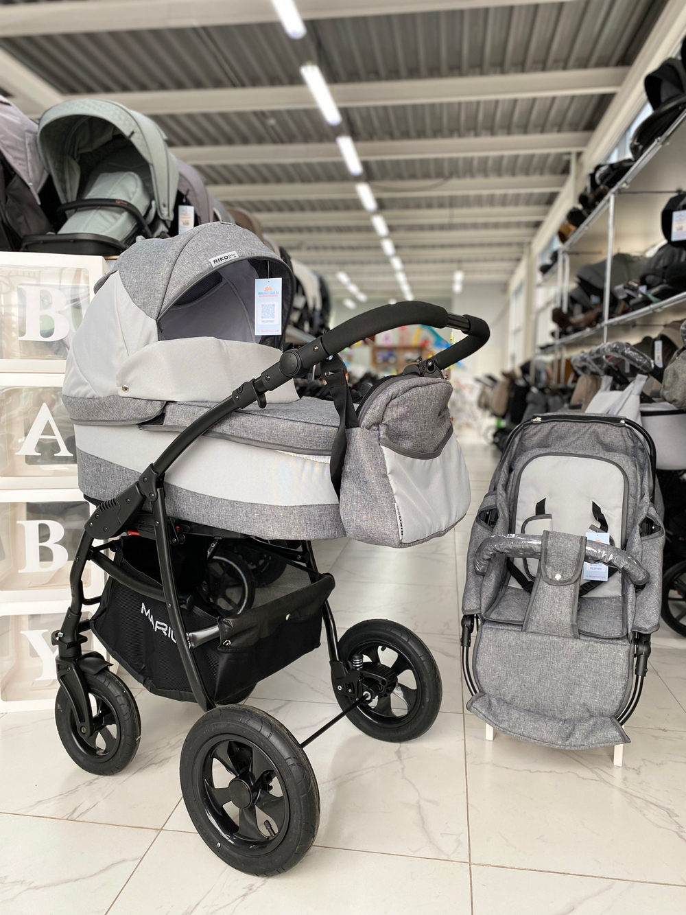 Коляска  MARIO (2 в 1) (RIKO BASIC) 10 серый