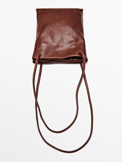 Massimo Dutti Сумка через плечо из кожи наппа, коричневый