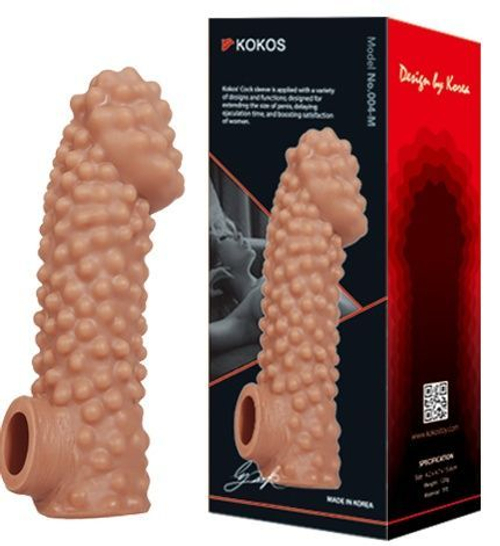 Насадка на фаллос KOKOS Cock Sleeve 004 M, бугорки, 15,6 см