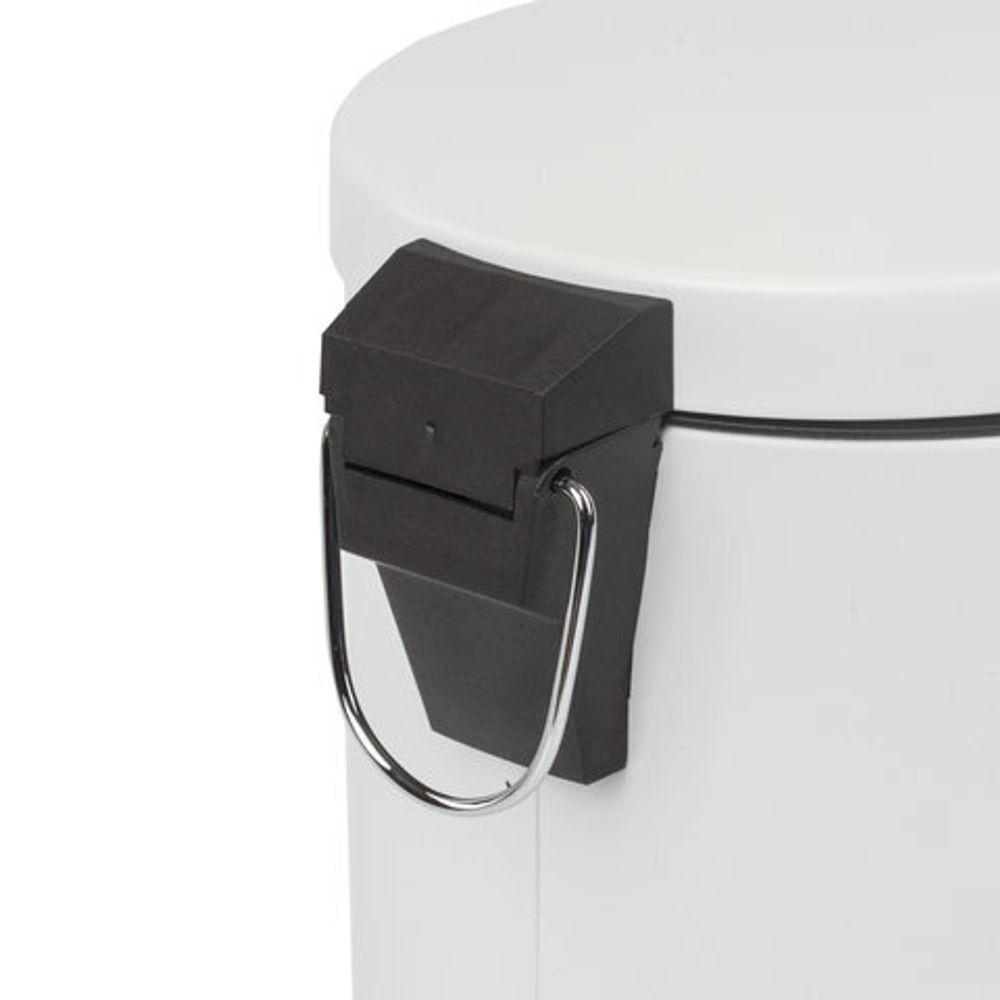 Ведро мусорное с педалью 5 литров "Classic", БЕЛОЕ ГЛЯНЦЕВОЕ, металлическое, со съемным внутренним ведром, LAIMA, 604947