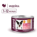 AWARD Консервы для щенков от 1 месяца, паштет из индейки с грушей, 200 г