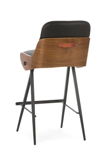 Полубарный стул Isla черная экокожа, черный металлический каркас