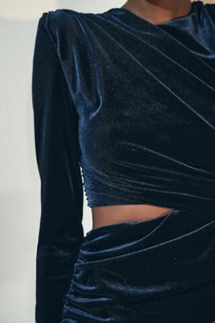 ZARA БАРХАТНОЕ ПЛАТЬЕ С ВЫРЕЗОМ — ZW COLLECTION, МОРСКОЙ СИНИЙ