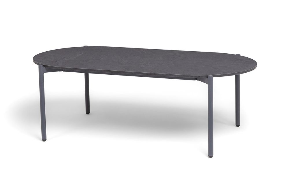 "Канны" лаунж-зона 4-местная (разборная) из роупа со столиком "Диего" цвета "серый гранит", роуп темно-серый круглый, ткань темно-серая