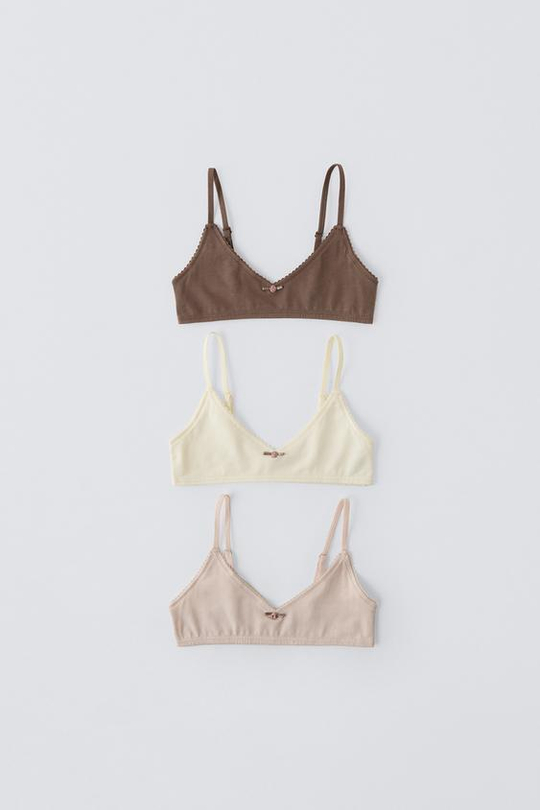 ZARA НАБОР ИЗ ТРЕХ ОДНОТОННЫХ ТОПОВ С ЦВЕТОЧНЫМ ПРИНТОМ, РАЗНОЦВЕТНЫЙ