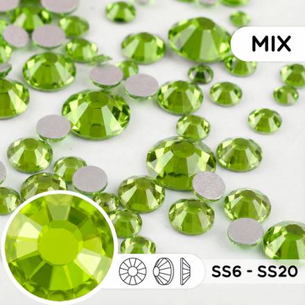 Стразы холодной фиксации из стекла, цвет Peridot, форма Round