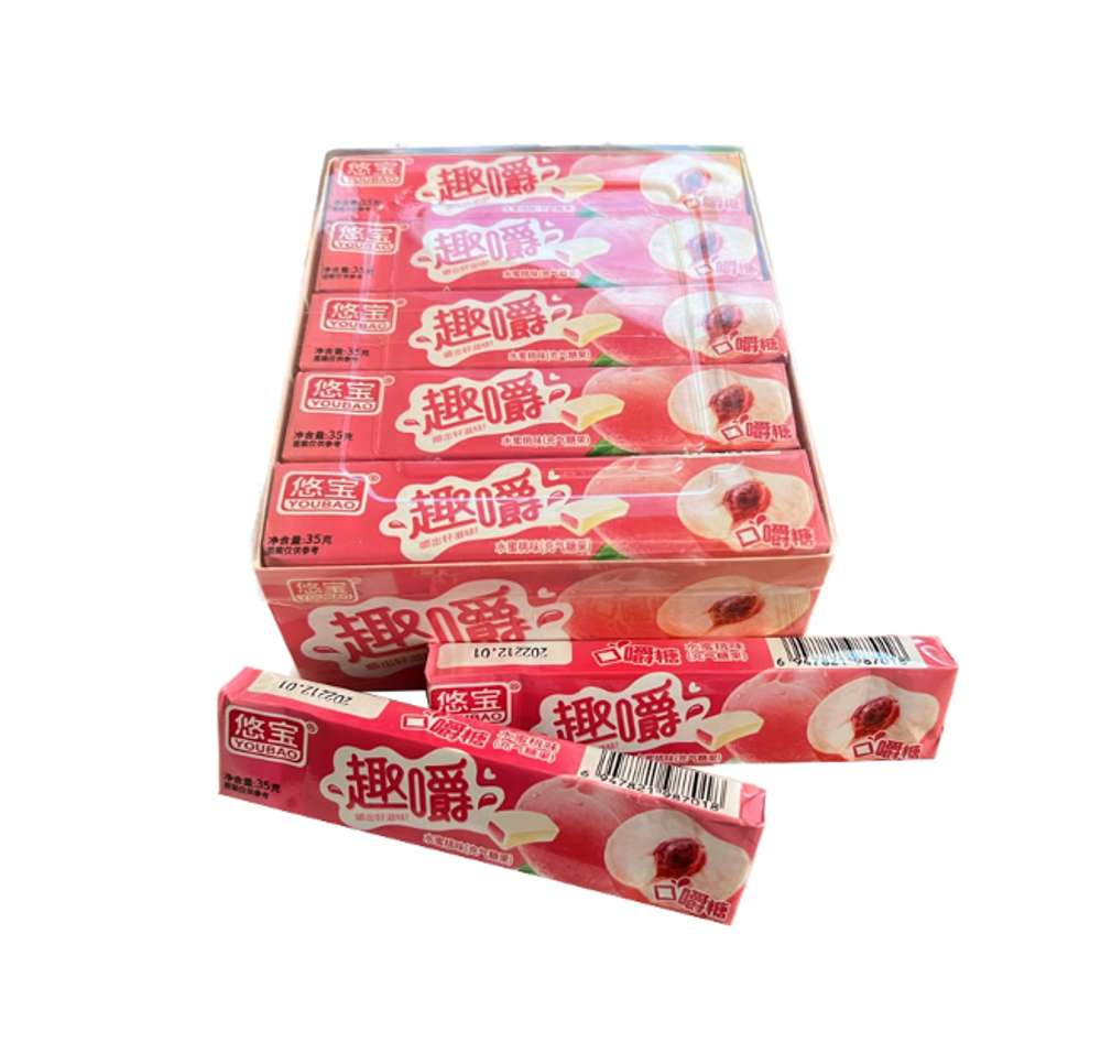 Конфеты жевательные Youbao с начинкой Персик 35г