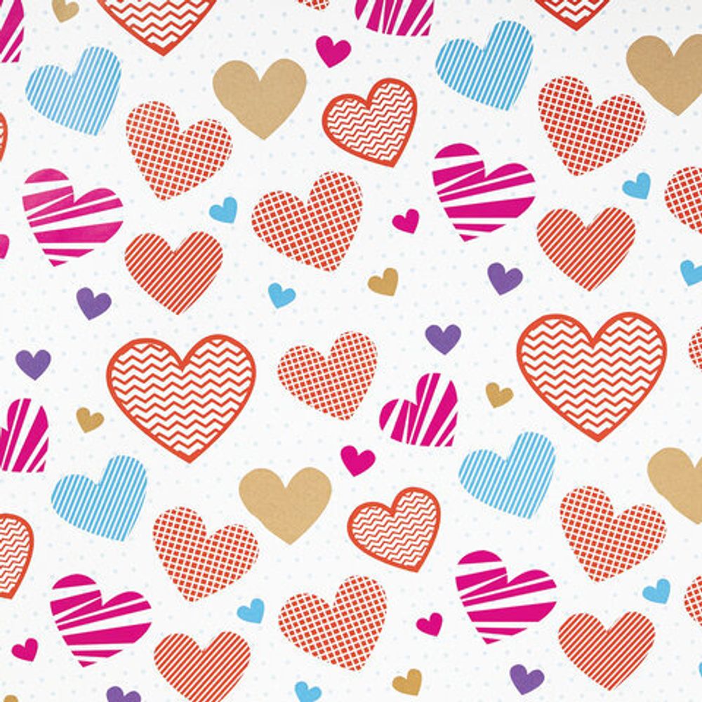 Бумага упаковочная "Love Story", 70x100 см, 10 дизайнов ассорти, ЗОЛОТАЯ СКАЗКА, 591916, 1шт