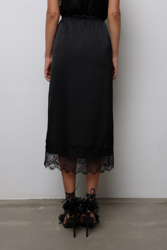 Юбка миди с кружевом черная