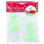 Наклейка новогодняя светящаяся21*27 см, микс, пакет