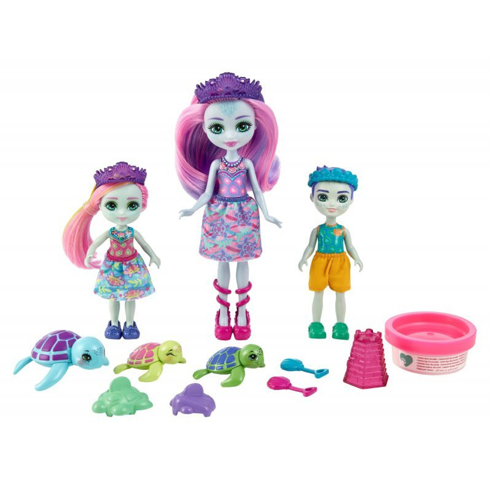 EnchanTimals - Семейный набор Tinsley Turtle Turtles Dolls + Pets HCF95