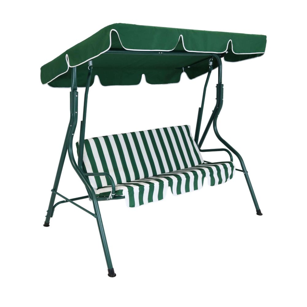 Качели садовые 3-местные (зеленый/белый)