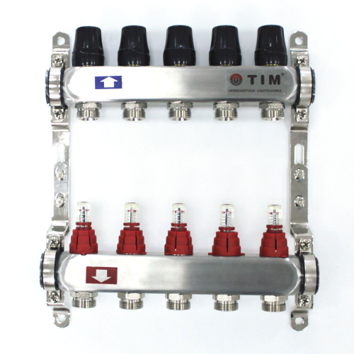 Коллекторная группа  12 выхода нержавеющий корпус с расходомерами