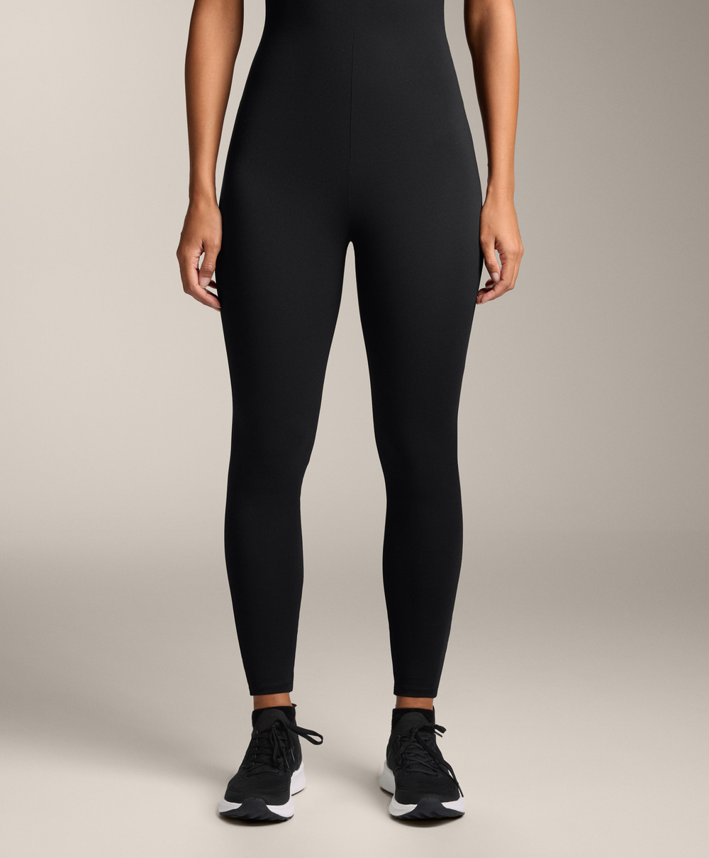 Oysho Длинный комбинезон Comfortlux с драпированным воротником, черный