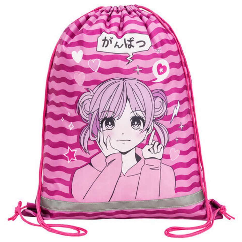 Мешок для обуви BRAUBERG KIDS, с петлей, светоотражающая полоса, 46х36 см, Anime style, 272391