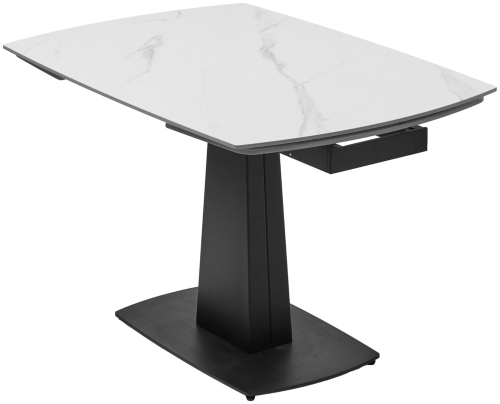 Стол BALDE 140 MATT WHITE MARBLE SOLID CERAMIC / BLACK, ®DISAUR