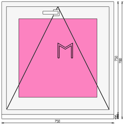 Пластиковое окно 750 х 850 фрамуга (форточка) ТермА Эко + Москитная сетка