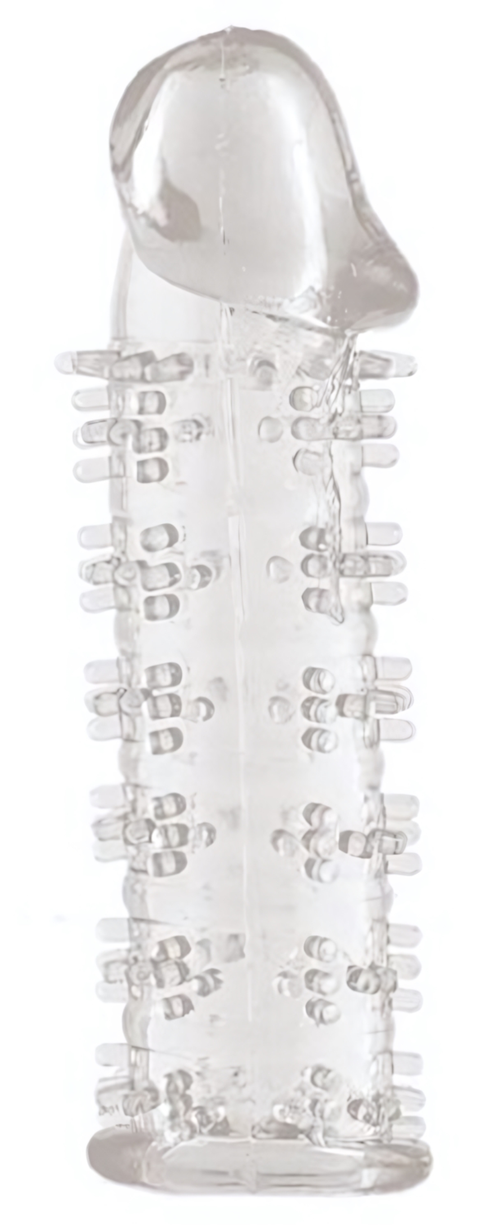 Гелевая прозрачная насадка с шипами - 12 см. (Цвет: прозрачный)