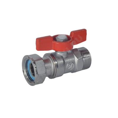 Кран шаровой латунь хром R254P Ду 20 Ру42 НР/нак. гайка бабочка красная с накидной гайкой для счетчиков Giacomini R254PX004