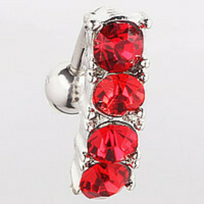 Серьги для пирсинга пупка "Тропа" красный кристалл. Медицинская сталь