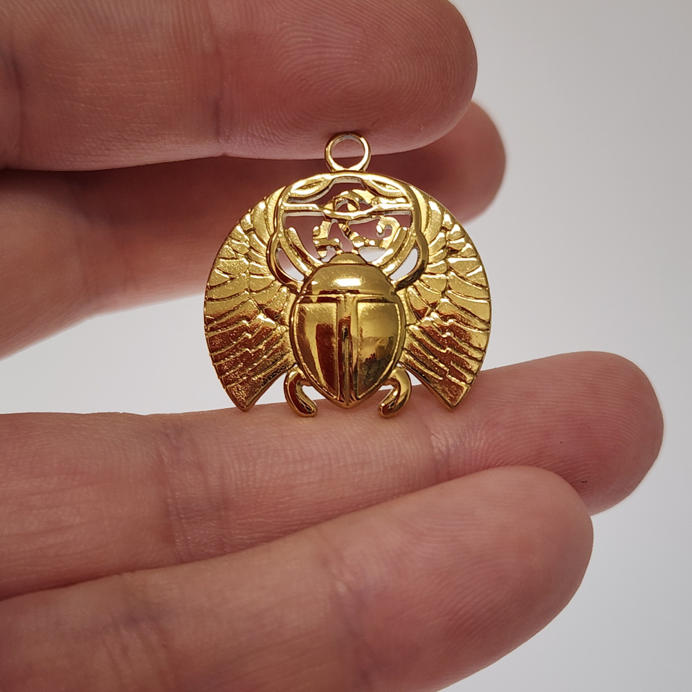 Подвеска Скарабей, сталь, 2я позолота, р-р 25мм