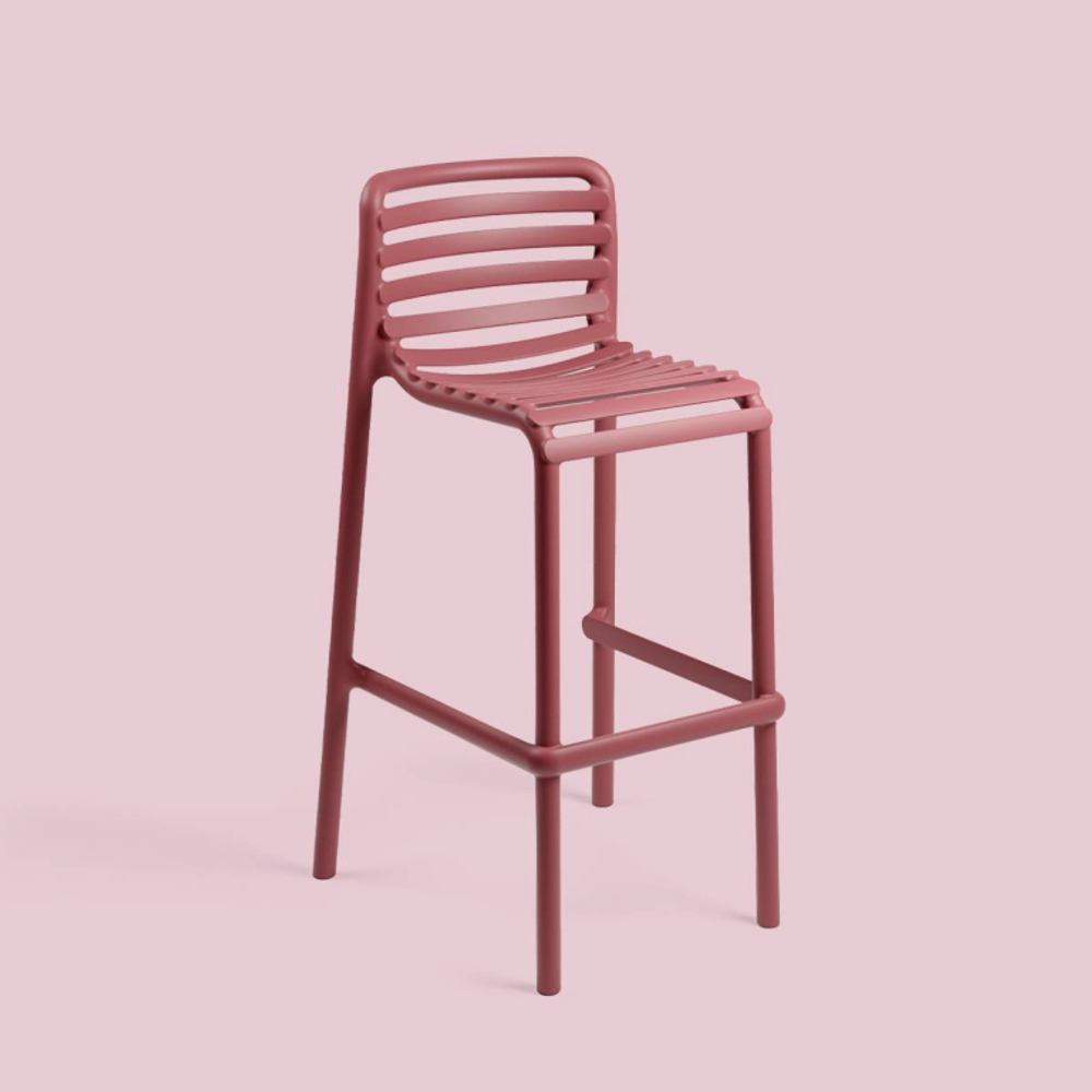 Стул пластиковый барный Nardi Doga Stool, марсала