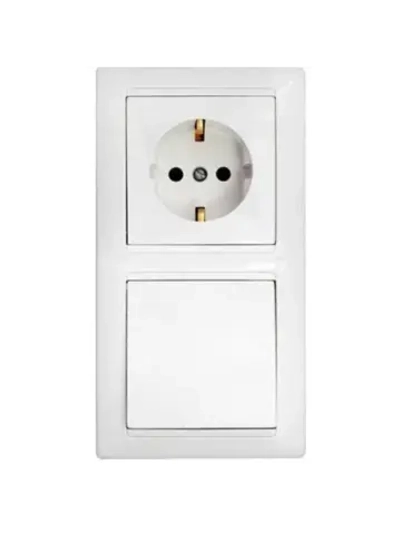 Блок 1 выключатель + розетка с заземлением скрытой установки