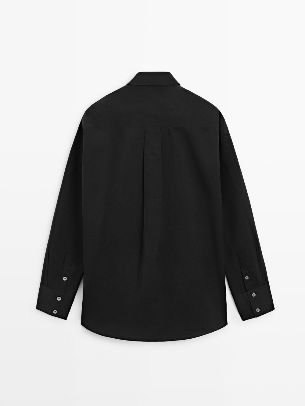 Massimo Dutti Рубашка с большим отложным воротником и вышивкой, черный