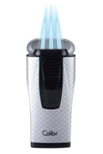 Зажигалка сигарная Colibri Monaco (тройное пламя), серебристый карбон