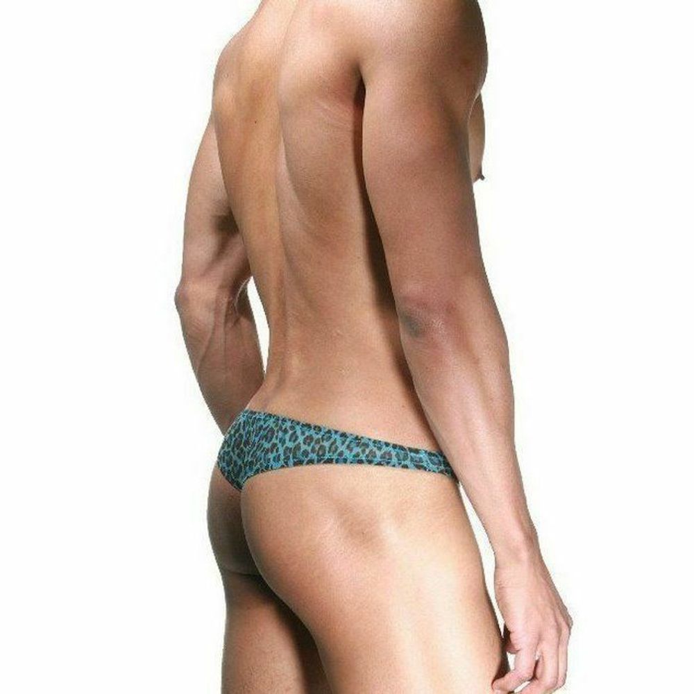 Мужские трусы тонги синие с леопардовым принтом La Blinque LB15335