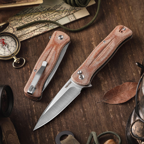 Складной туристический нож TRIVISA Dor-04Br клинок 14C28N рукоять микарта (бежевый)