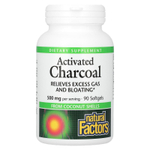 Natural Factors, Активированный уголь, 90 мягких таблеток (250 мг в каждой капсуле)