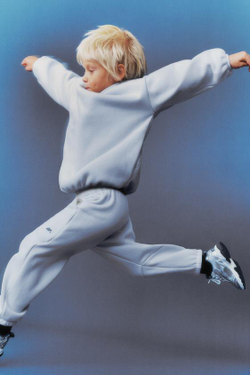 ZARA БРЮКИ BAGGY С ФЛИСОВОЙ ПОДКЛАДКОЙ И ЛОГОТИПОМ, СИНИЙ