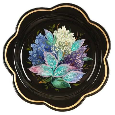 Жостовский поднос декоративный, размер 18 см (A1), металлический