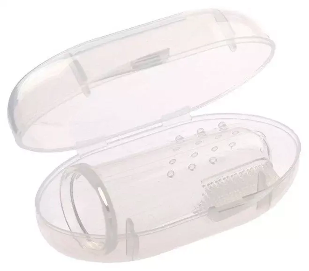 Зубная щётка детская, силиконовая, на палец, в контейнере, от 0 мес., цвет прозрачный 2932008