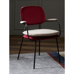 Стул с подлокотниками Pea, велюр, бордовый/бежевый