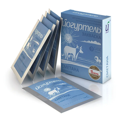 Закваска Сметана Йогуртель 0,5г, 1 пакетик на 1-3 литра