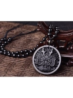 Подвеска Обсидиан Лев Буды символ защиты и безопасности