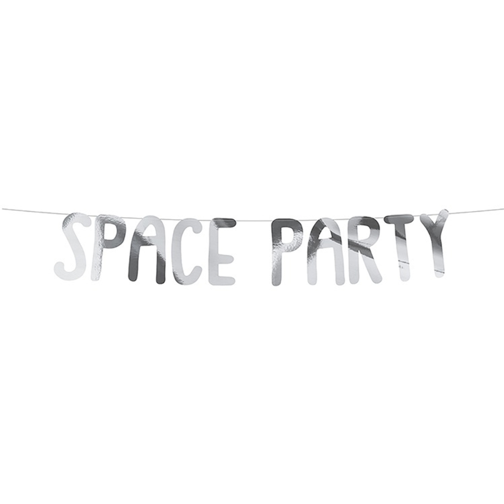 Гирлянда-буквы «SPACE PARTY. Космос» в цвете серебро, 96 см