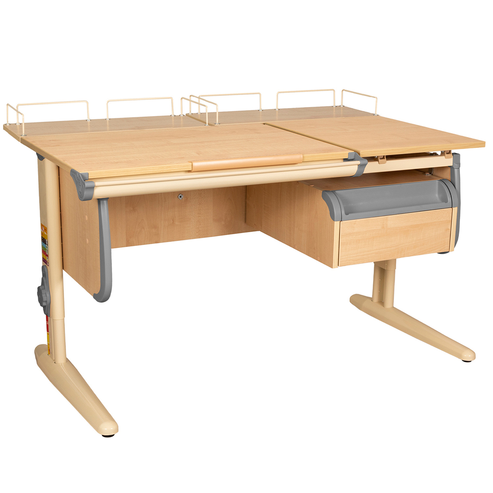 Растущая парта Дэми СУТ 25 с задними полками СУТ.15.210 и навесной тумбой (1200×880 мм)