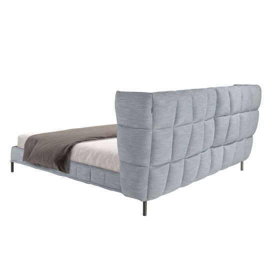 Кровать 7211 из ткани светло-голубовато-серого цвета