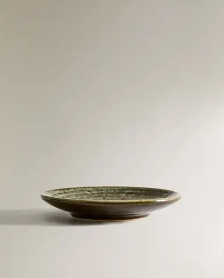 ZARA HOME ФАЯНСОВАЯ ТАРЕЛКА ДЛЯ ХЛЕБА С УЗОРОМ В ВИДЕ СПИРАЛИ, ЗЕЛЕНЫЙ