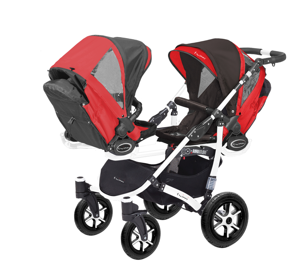 Коляска для двойни BabyActive Twinny Standart 2 в 1 White (Красный)