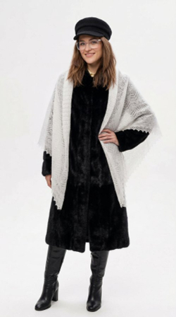 Оренбургский пуховый платок-паутинка А140-01 белый отбеленный