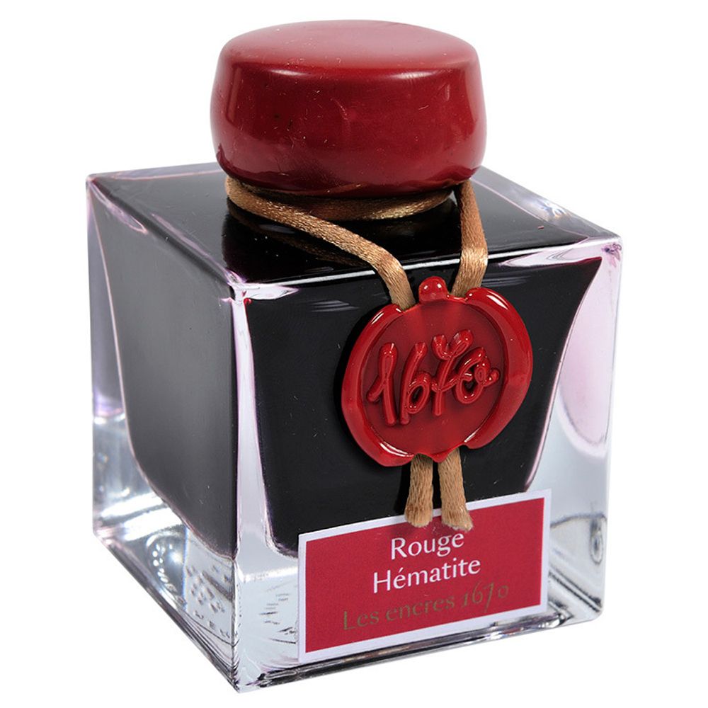 Чернила во флаконе Herbin Prestige 1670 50 мл Rouge Hematite красные с золотыми блестками (15026JT) 1
