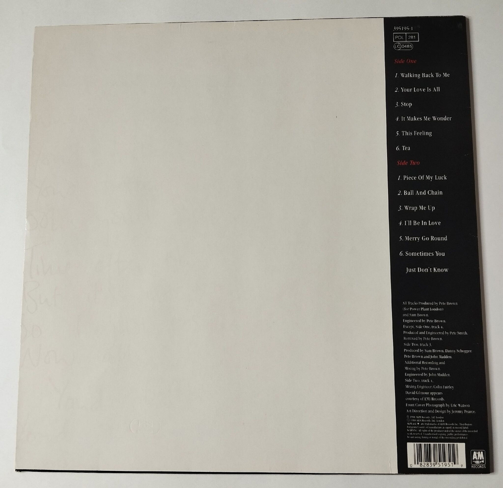 Винтажная виниловая пластинка LP Sam Brown Stop (Germany 1988)