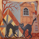 Наволочка гобеленовая декоративная для интерьерной подушки Кошачья жизнь - Осень 45х45