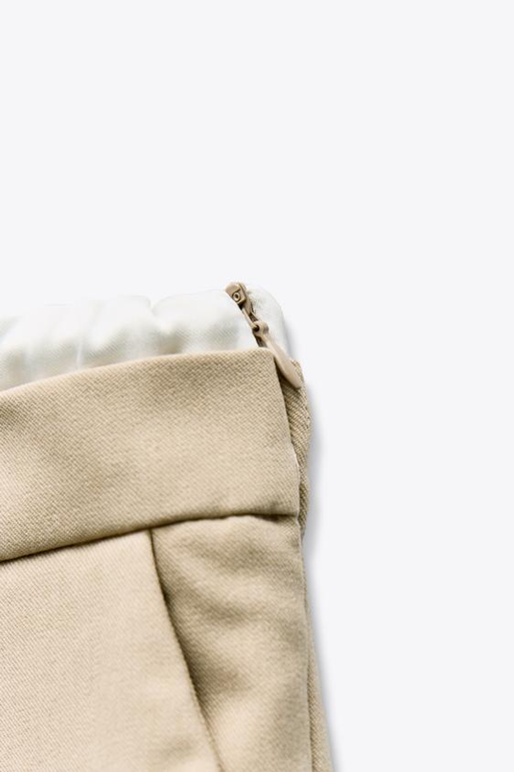 ZARA БРЮКИ WIDE LEG С ДВОЙНЫМ ПОЯСОМ, ПЕСОЧНЫЙ